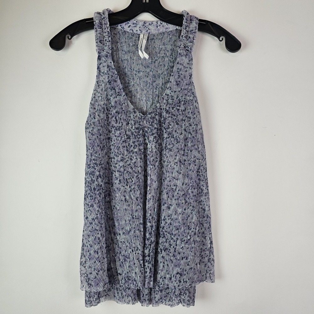 Anthropologie Top Sleeveless Tank V Neck Sparkle Shimmer Party Fun XS Blue